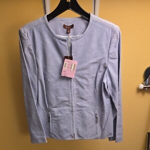 Tesori Light Blue Leather Jacket